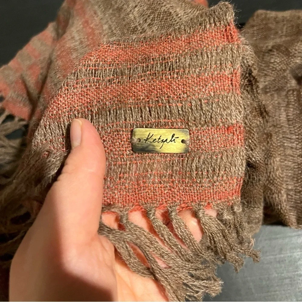 Living Threads NWT Ketzah Multicolor Handmade Woven Boho Scarf Wrap 20x80 Fringe